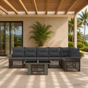 Set Divano da Giardino 7 pz Grigio e Grigio Scuro polyrattan 3436640