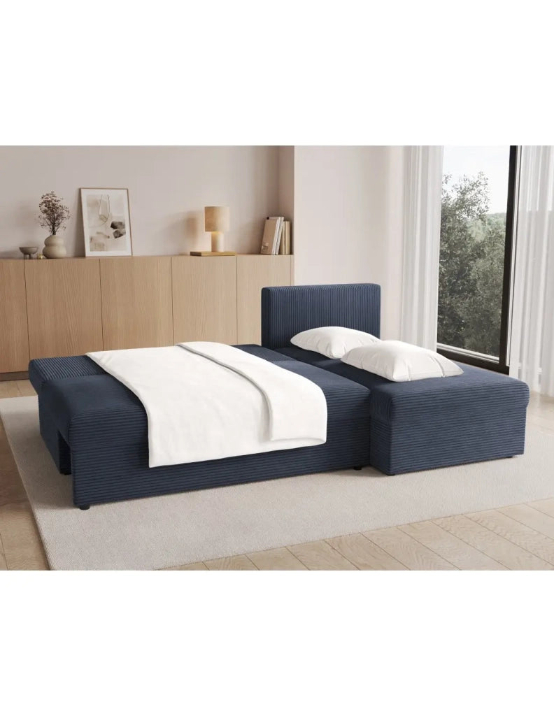 Divano ad angolo Grigio scuro 3 posti in schiuma T30 206x90x146cm GINA