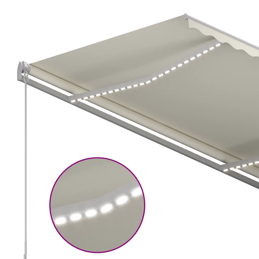 Tenda da Sole Retrattile Manuale con LED-Tenda parasole per Patio 300x250 cm Crema