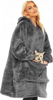 Hoodie con cappuccio e maniche, Sherpa fleece, capotto grande, ideale come regalo per uomo e donna