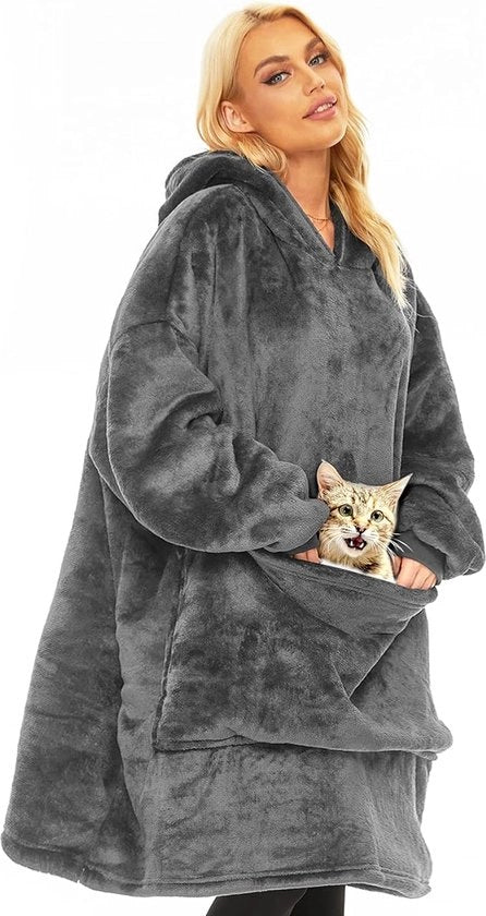 Hoodie con cappuccio e maniche, Sherpa fleece, capotto grande, ideale come regalo per uomo e donna