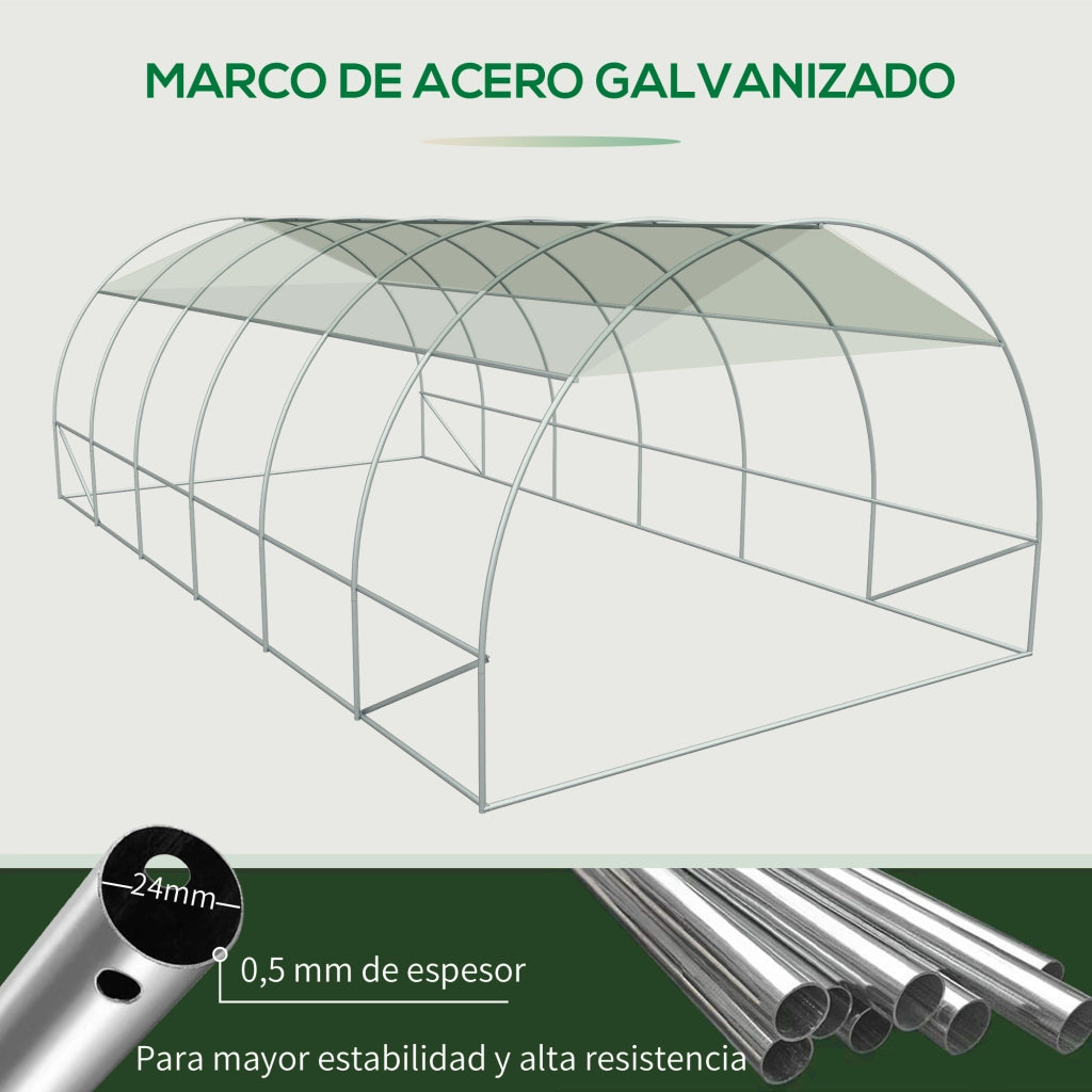Serra Tunnel 6x3x2 m ¨C zephmum ¨C Bianco PE 140 g/m2 Metal Galvanizzato