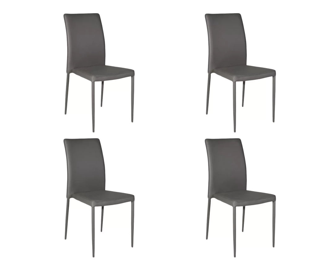 Set 4 sedie moderne in ecopelle grigio scuro con struttura in metallo (713) - Mobili 2G