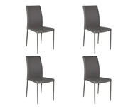Set 4 sedie moderne in ecopelle grigio scuro con struttura in metallo (713) - Mobili 2G