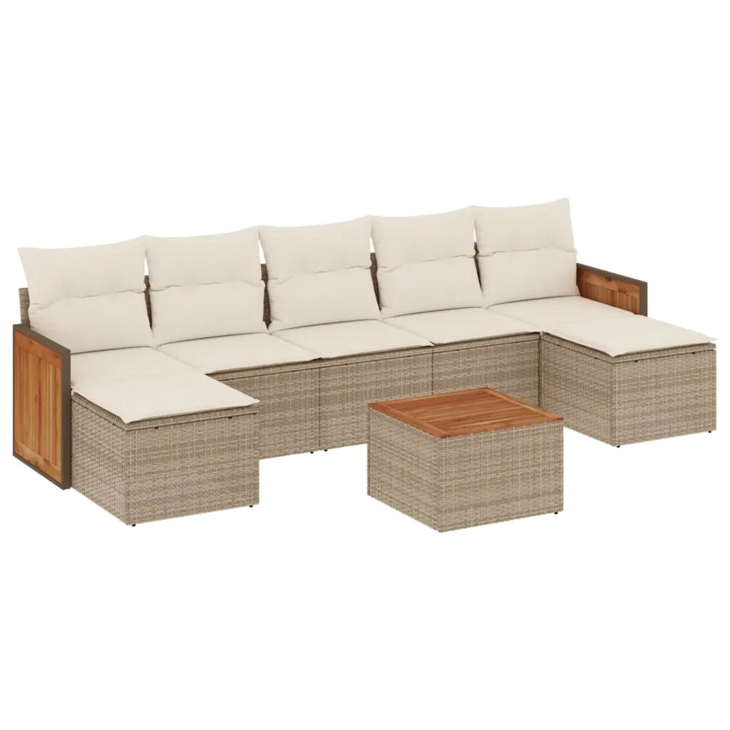 Set Divano da Giardino 8 pz con Cuscini Beige in Polyrattan 3260322