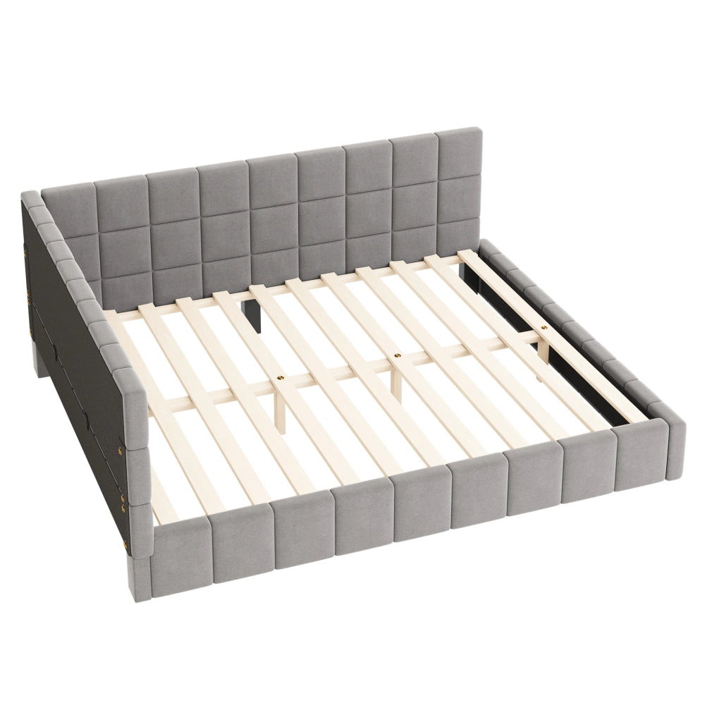 Letto imbottito 160x200 cm convertibile in divano in tessuto grigio
