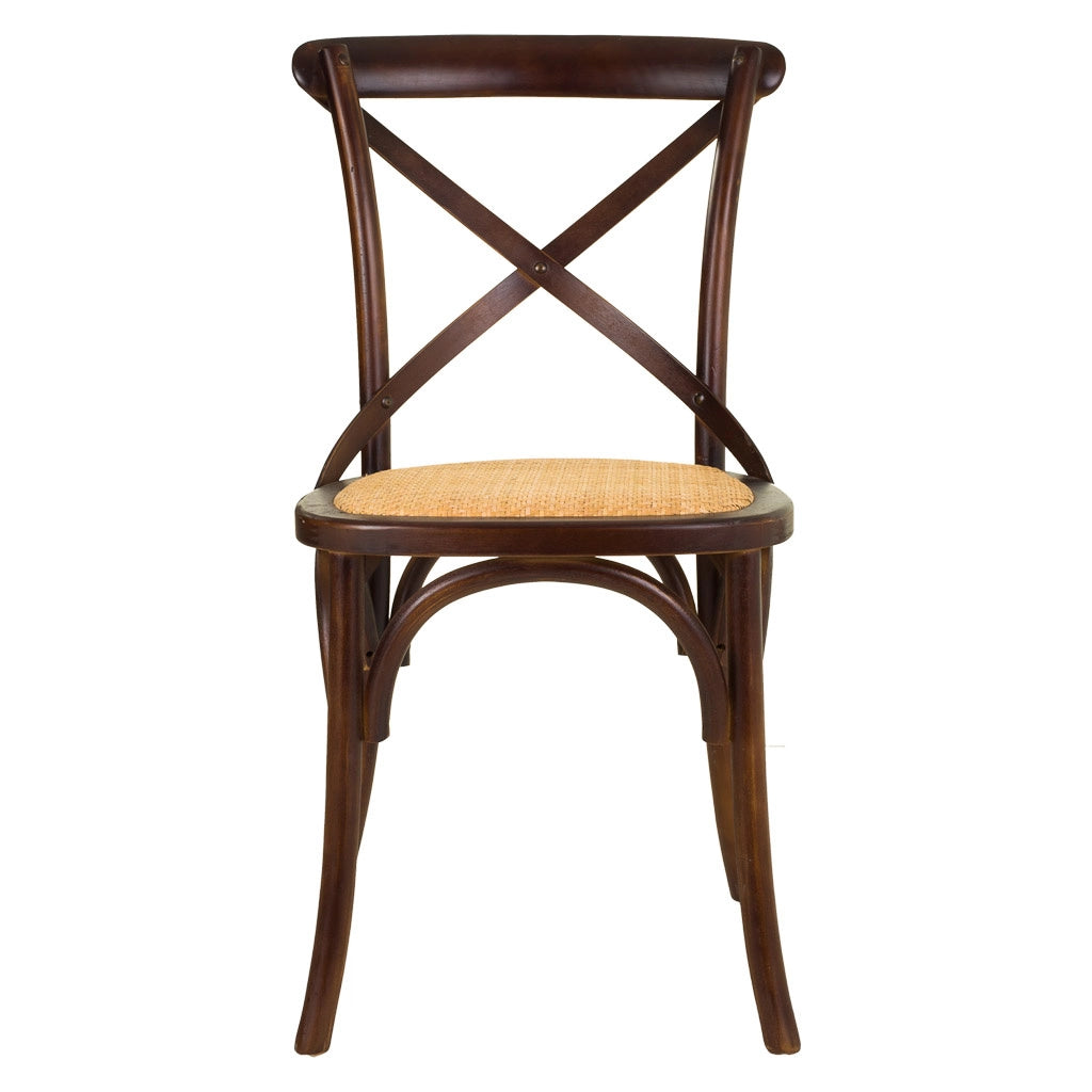 Sedia in legno e seduta in rattan marrone 44x42x46/88h