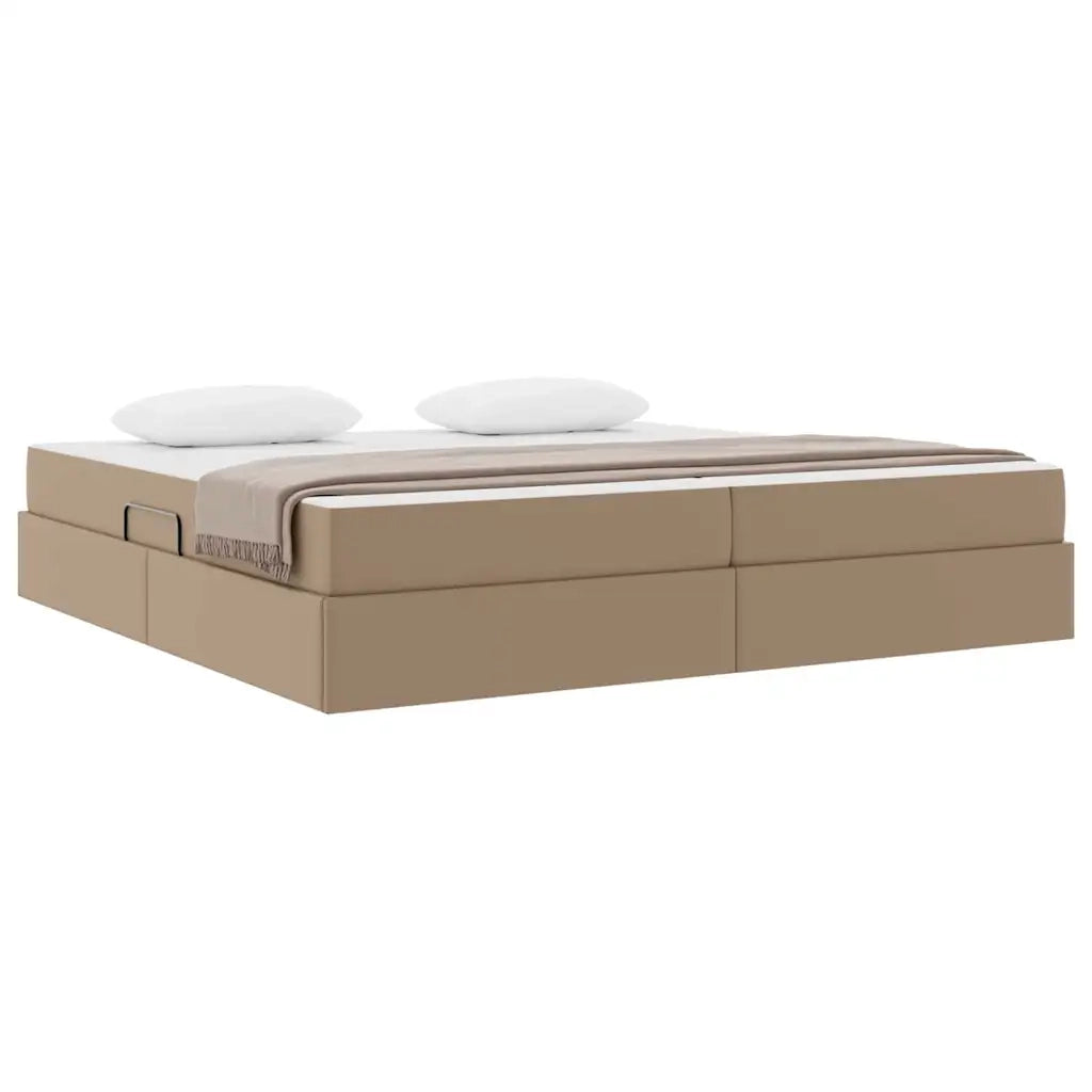 Letto con contenitore e materasso 2 pcs Cappuccino Pelle 3399627