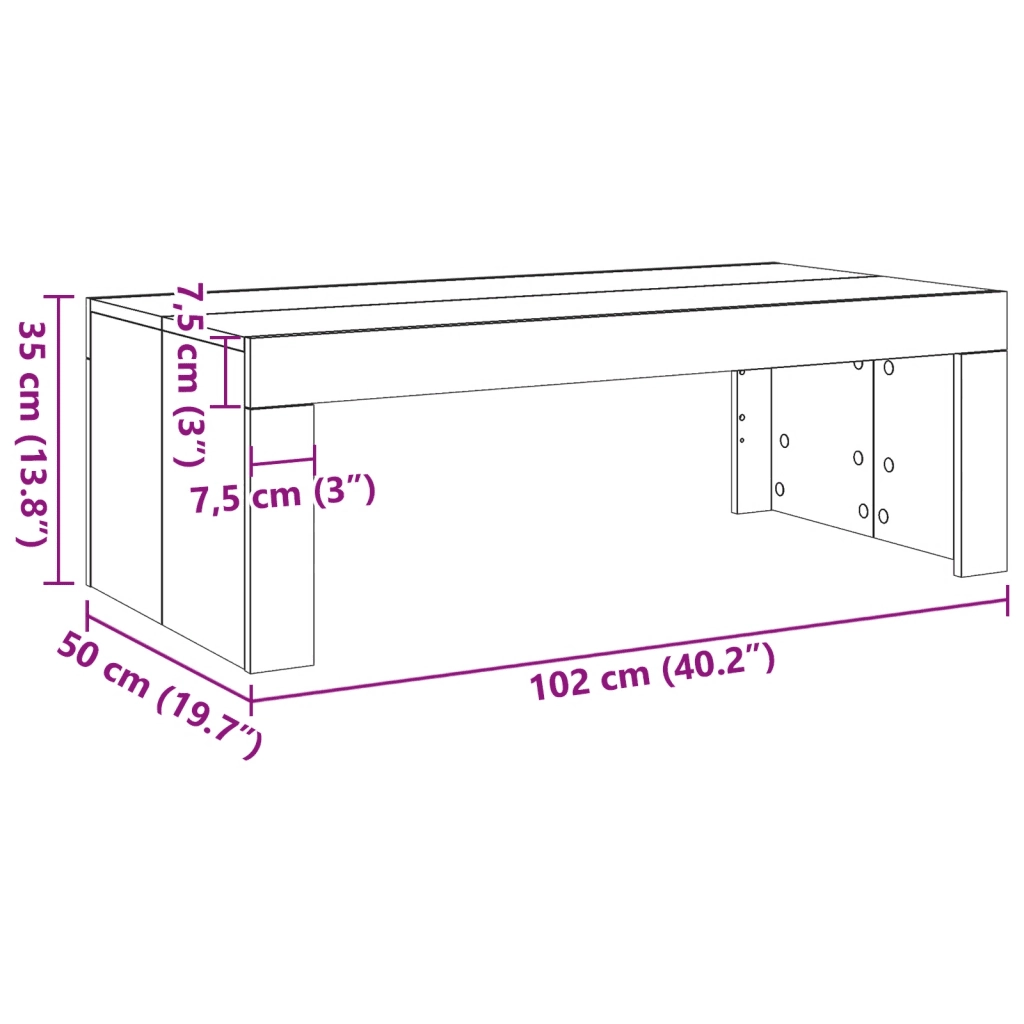 vidaXL Tavolino da Salotto Legno Antico 102x50x35 cm in Truciolato