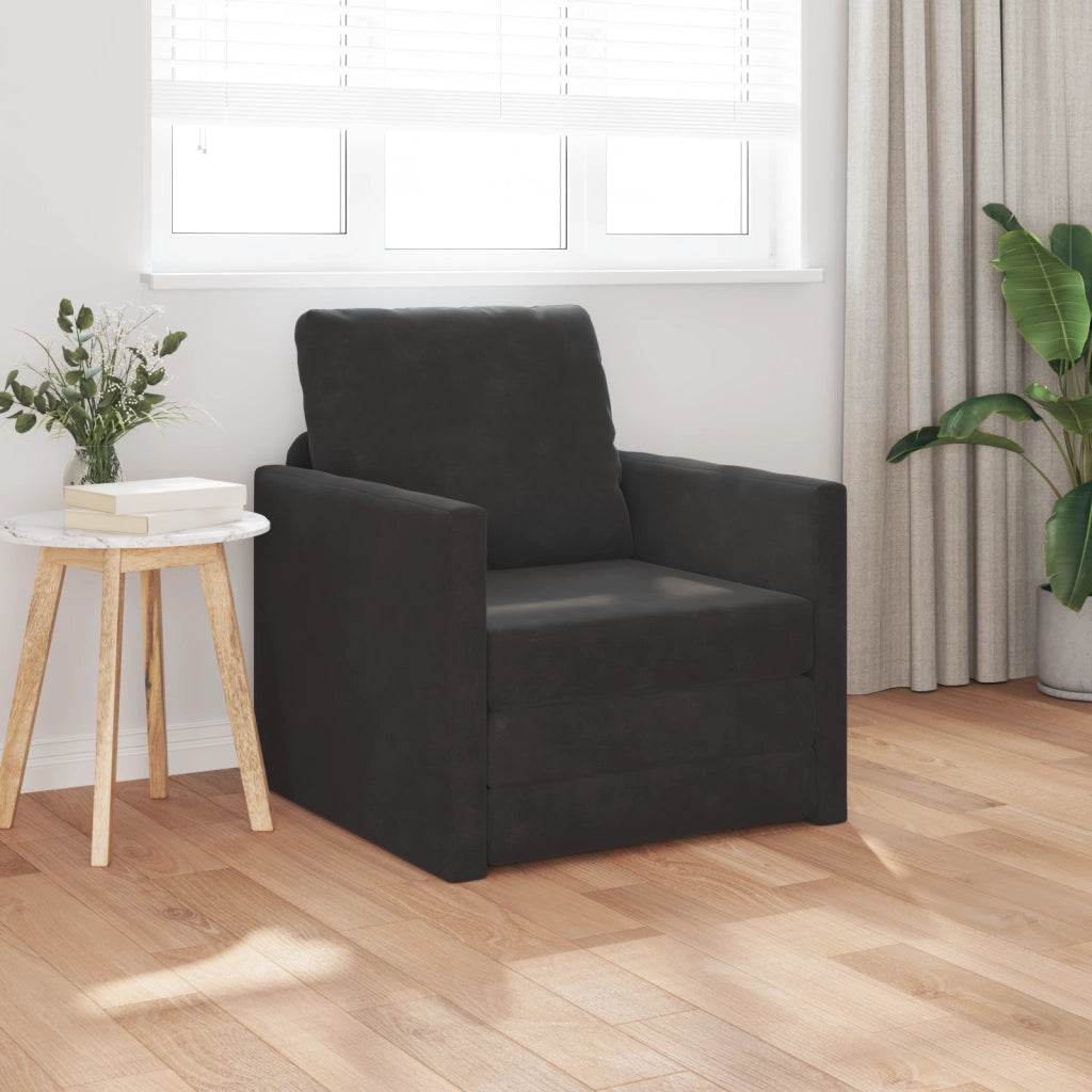Sofa Letto Floor 2-in-1 Nero 74x77x81 cm in Velluto