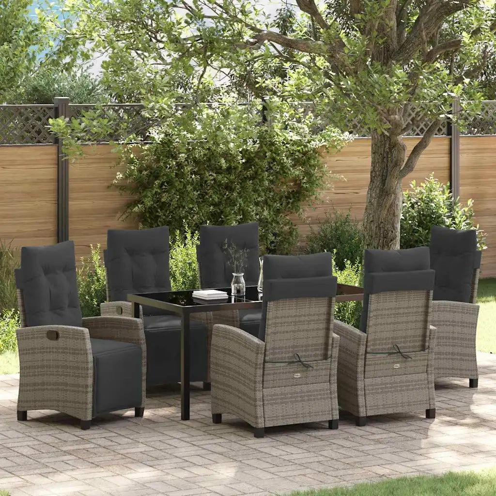 Set da Pranzo per Giardino con cuscino 7 pcs Grigio polyrattan 3380439