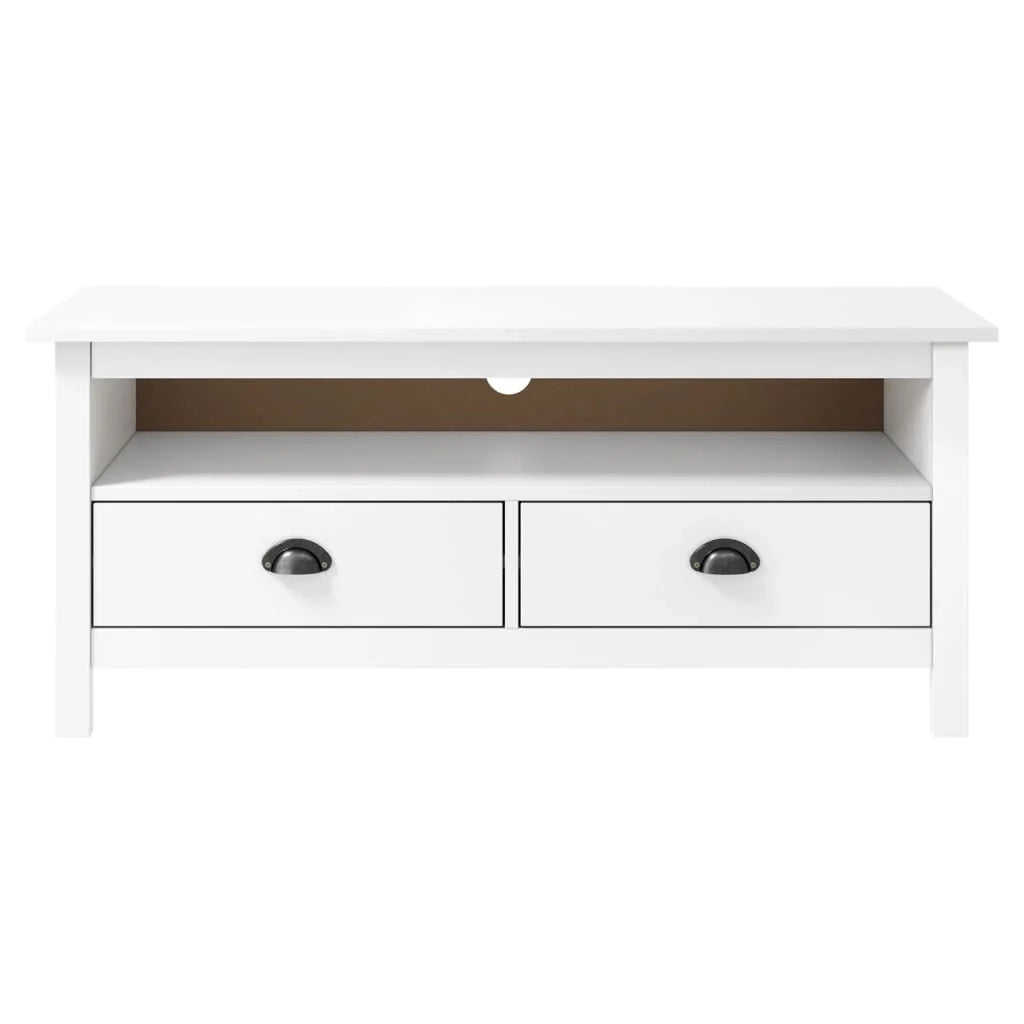 Mobile TV multimediale scaffale TV credenza TV sala da pranzo soggiorno camera da letto Hill Range 110 x 40 x 47 cm legno di pino massiccio bianco 02_0027638