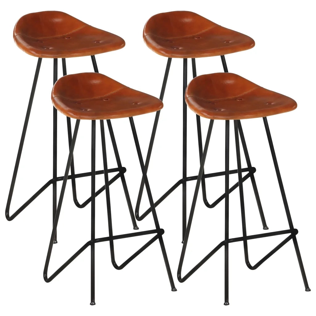 Sgabelli da Bar 4 pz Marroni in Vera Pelle cod mxl 76740