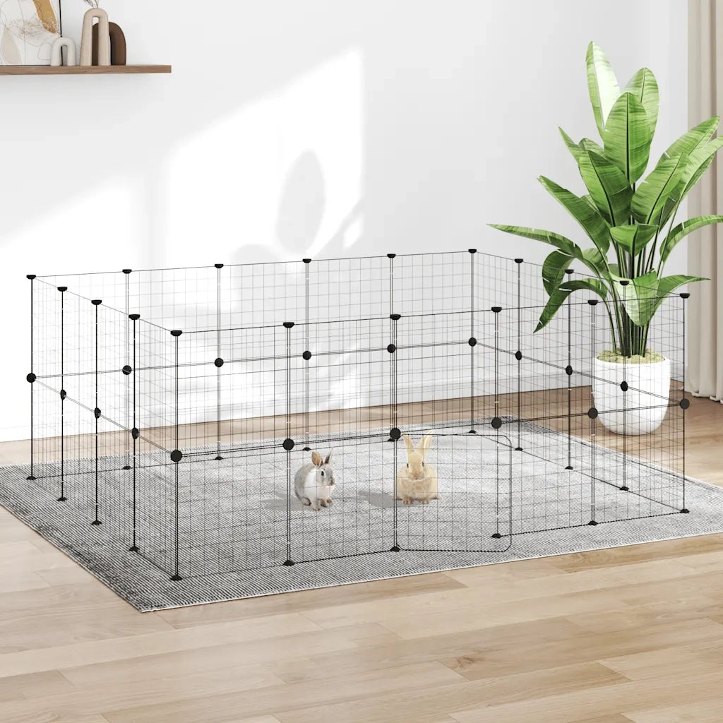 Gabbia per Animali 36 Pannelli con Porta Nera 35x35 cm Acciaio 3114039
