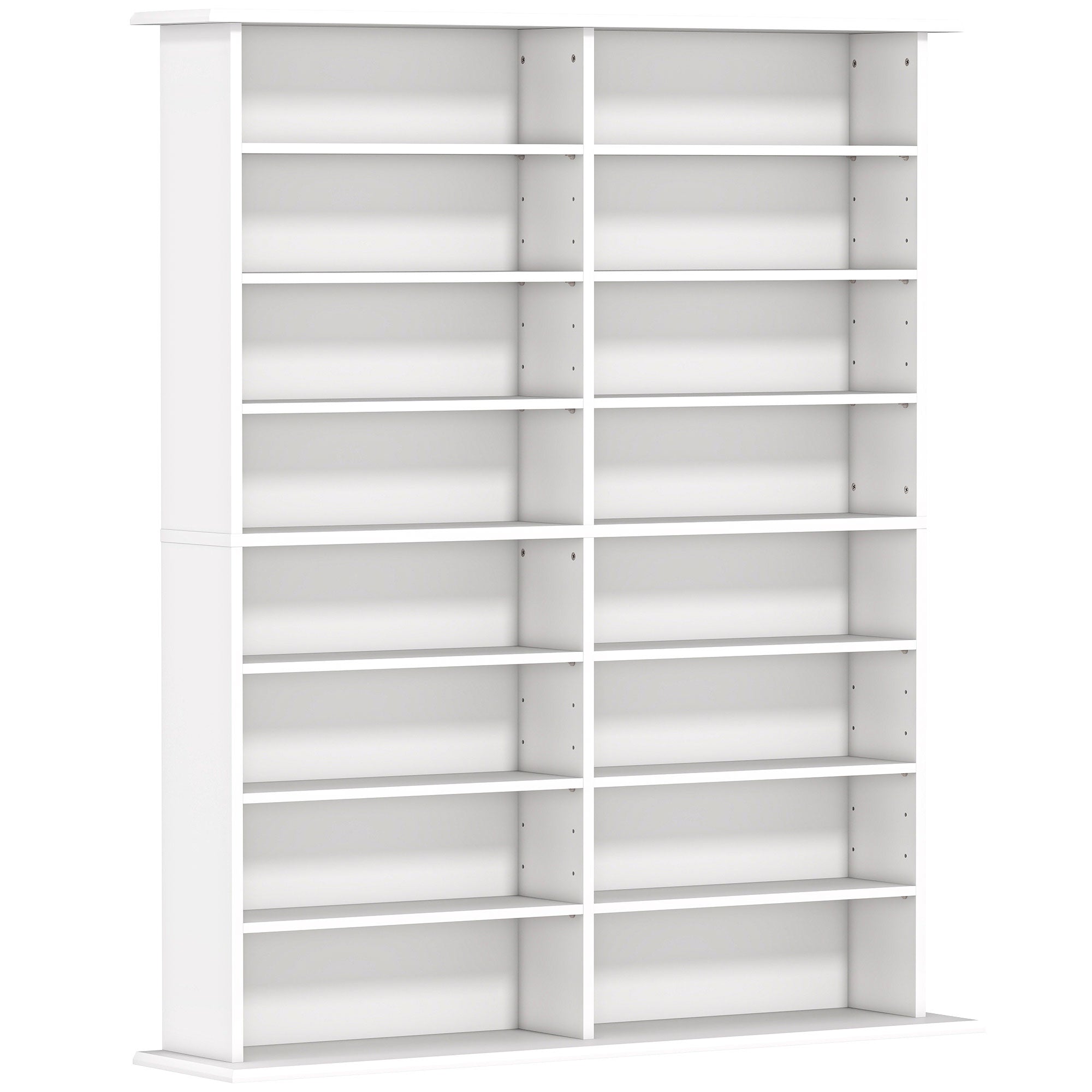 Mobile Libreria Porta CD 106,5x24x126,3 cm a 16 Ripiani Design Moderno in Legno Bianco