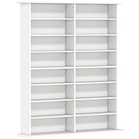 Mobile Libreria Porta CD 106,5x24x126,3 cm a 16 Ripiani Design Moderno in Legno Bianco
