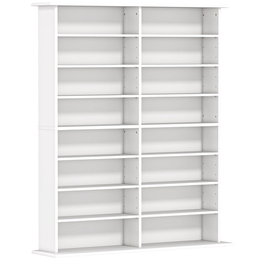 Mobile Libreria Porta CD 106,5x24x126,3 cm a 16 Ripiani Design Moderno in Legno Bianco
