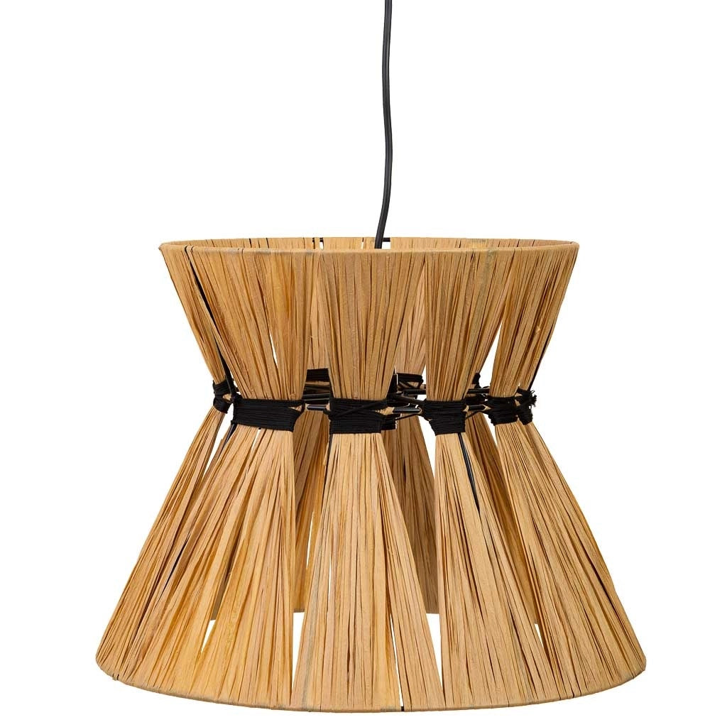 Lampada da soffitto in rafia e metallo marrone 41x41x31h cm