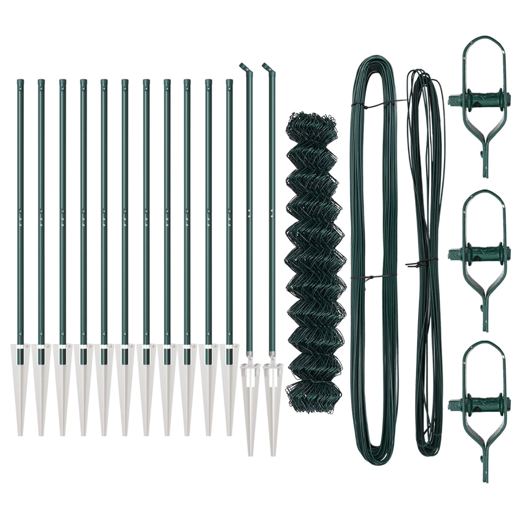Recinzione a Maglie Set di 2 Verde PVC 1 x 25 m Durevole