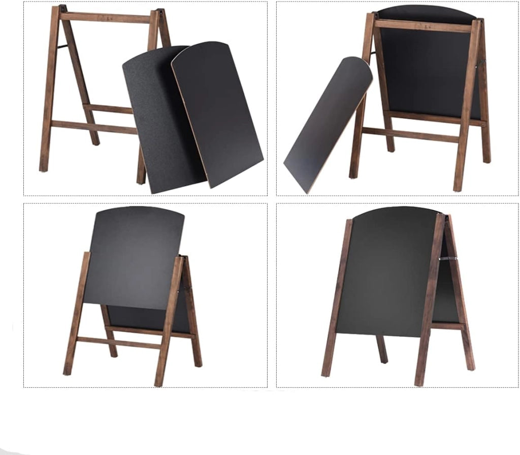 Lavagna con Cavalletto, Lavagna da Pavimento, Lavagna da Terra in Legno, Lavagna Pieghevole, con Cornice e Pennarelli, per Bar, Ristorante, Negozio, Nero, (60 X 80 X101cm)