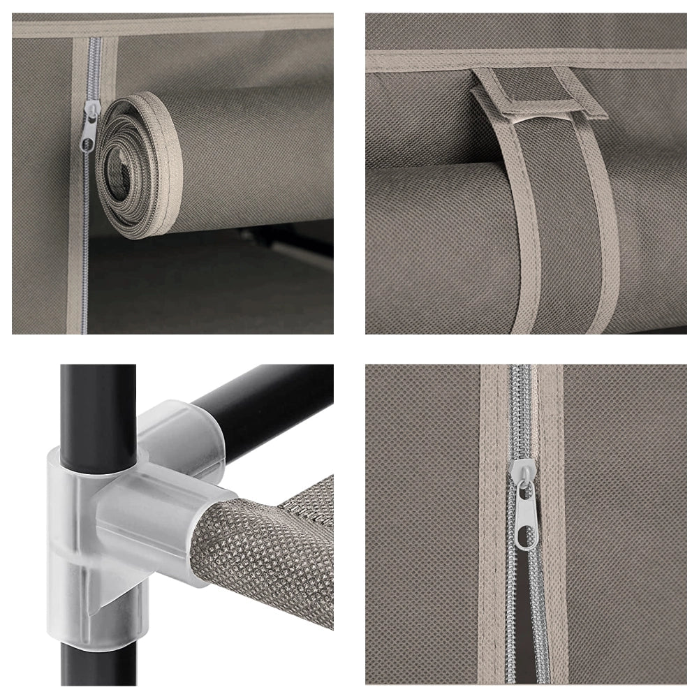 Scarpiera Salvaspazio Struttura Metallo Rivestimento TNT Porta Scarpe Antipolvere Ecrù