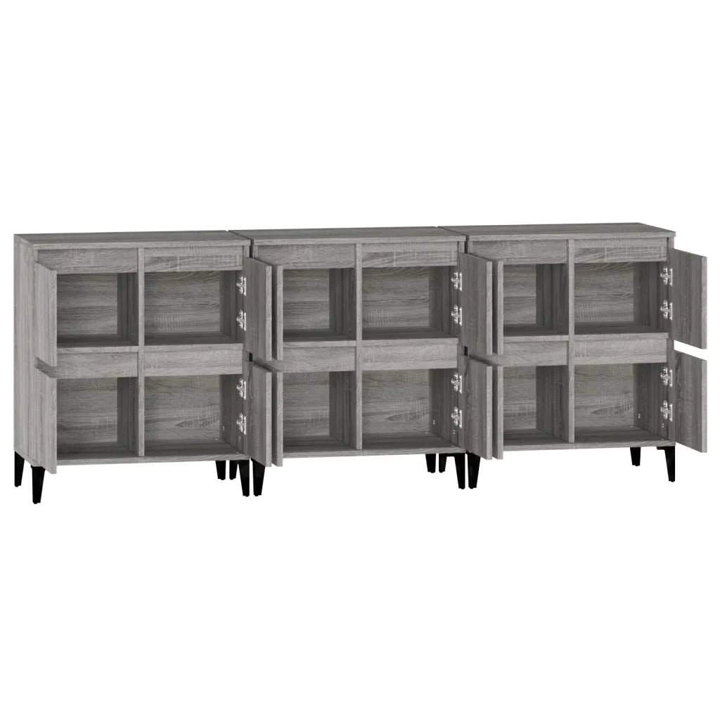 Credenze 3pz | Madia | Buffet da pranzo | Armadio da pranzo Grigio Sonoma 60x35x70 cm in Legno Multistrato