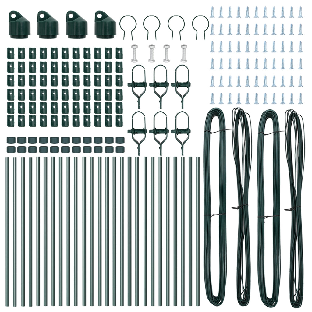 Posti per recinzione  26 pcs Verde Ã˜32 mm 100 cm Acciaio zincato