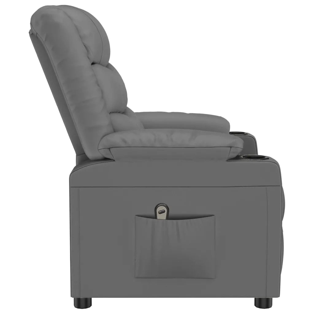 Poltrona Reclinabile Elettrica Grigia in Similpelle cod mxl 6719