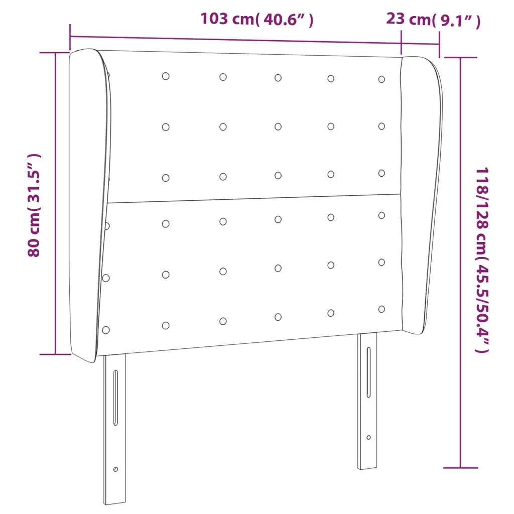 Testiera ad Orecchio-Testata con Orecchie Cappuccino 103x23x118/128 cm in Similpelle 224627