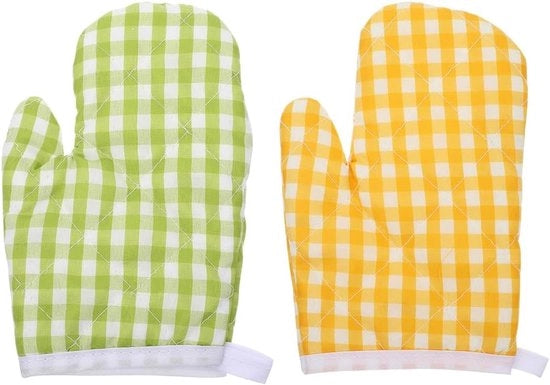 Ovenwanten per 2 pezzi, resistenti al calore, guanti da cucina per bambini, isolati, con cordoncino, adatti per uso domestico e regalo