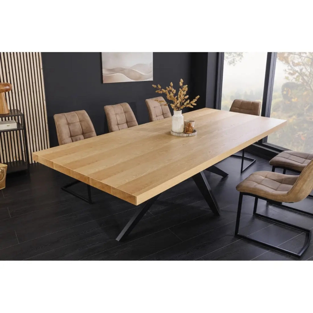 Tavolo da pranzo AZMA - Impiallacciatura di quercia e metallo - 240 cm - Stile moderno