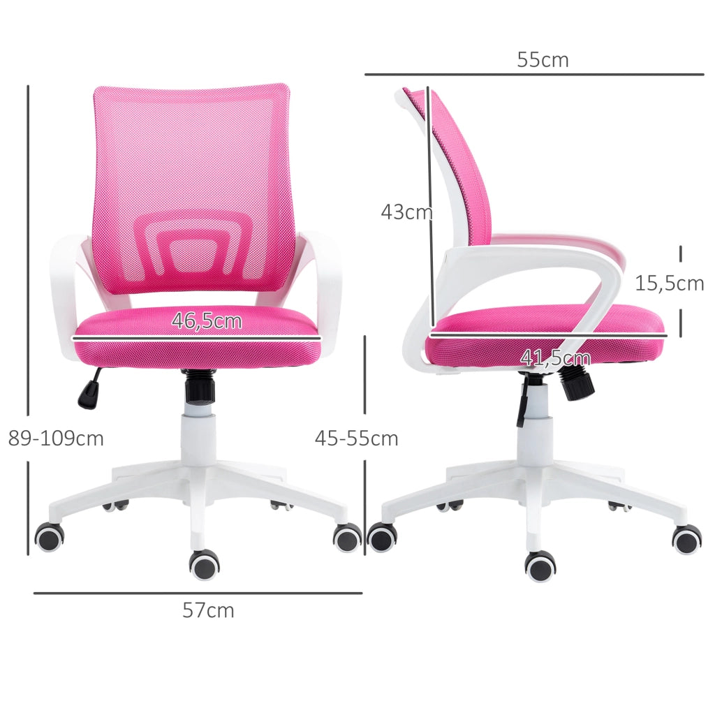Sedia da ufficio girevole in rete con schienale regolabile e braccioli ¨C zephmum ¨C rosa