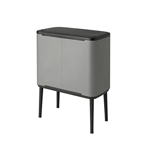 Brabantia 127229 Bo Pattumiera 3x11L Apertura Soft-Touch Gambe Regolabili colore Grigio Mineral Concrete