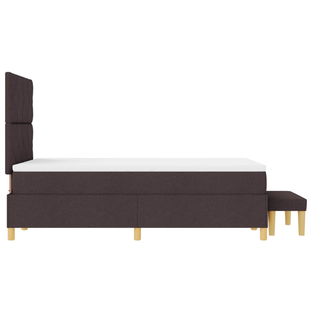 Letto con Box Spring e Panchina Marrone Scuro 120x200 cm Tessuto