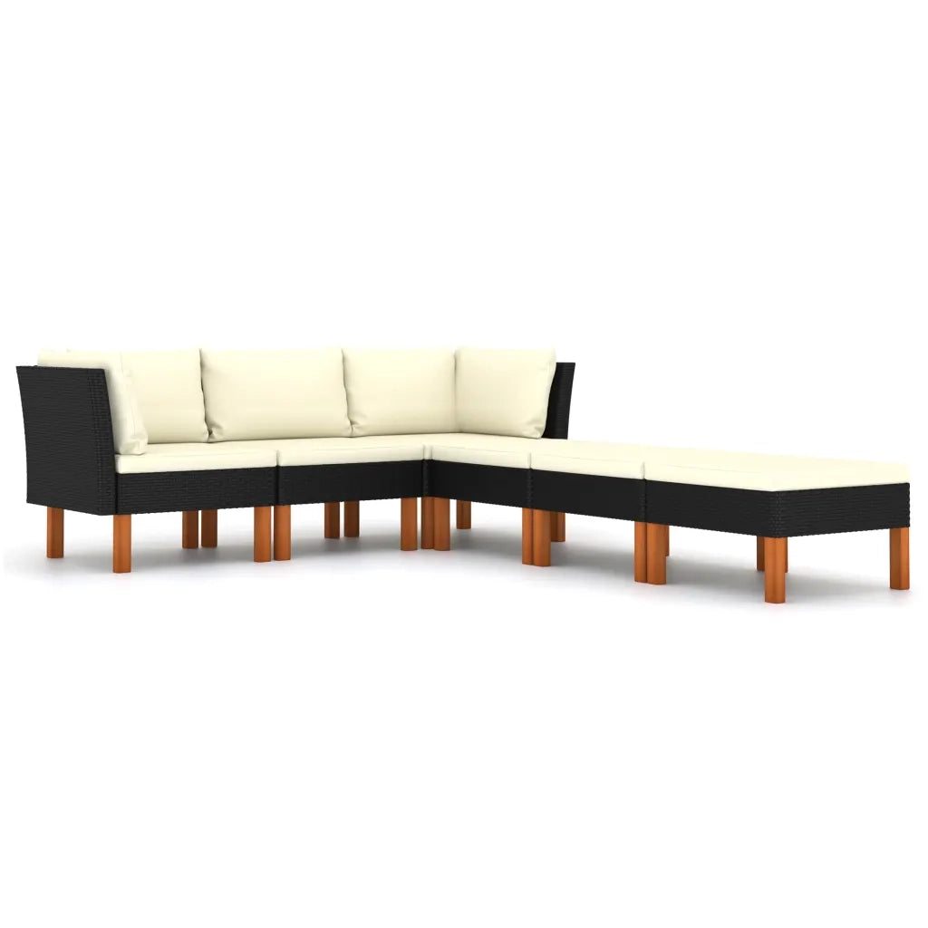 Set Divani da Giardino 6 pz con Cuscini in Polyrattan Nero 3059750