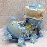 Trade Shop - 36 Bomboniere Preconfezionate Per Nascita Sacchettini Confetti Scarpa Azzurro -