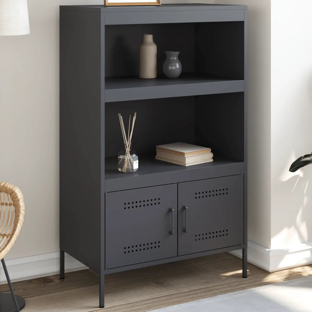 Credenza | Madia | Buffet da pranzo | Armadio da pranzo Antracite 68x39x113 cm in Acciaio