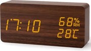 Alarme digitale in legno - sveglia digitale - orologio radio - 15B x 4H CM - in legno di abete - ingresso USB - marrone