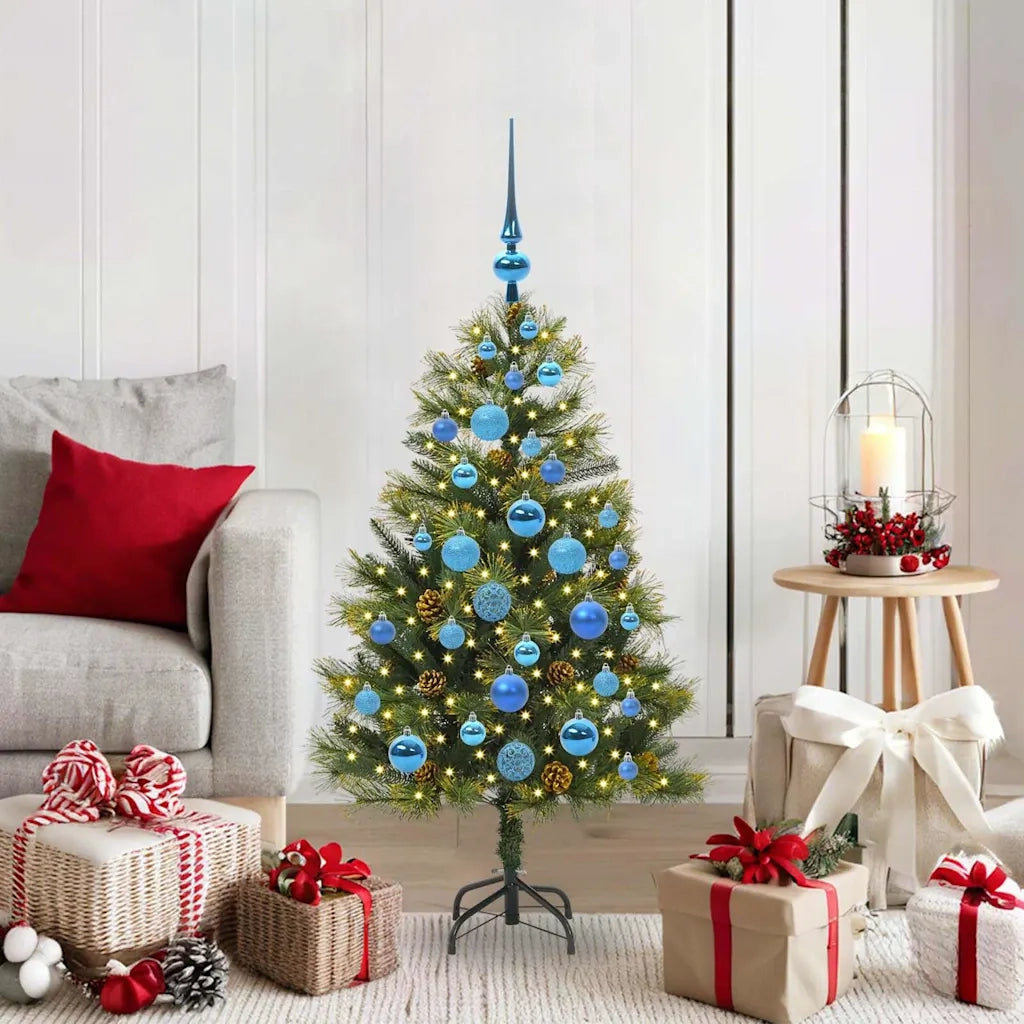 Albero di Natale | Decorazioni natalizie artificiale pieghevole con coni Verde 120 cm