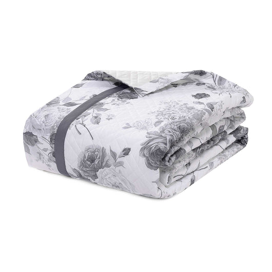 Trapuntino Matrimoniale con Stampa in Percalle di Cotone 100gr Garrini Lauren Grigio