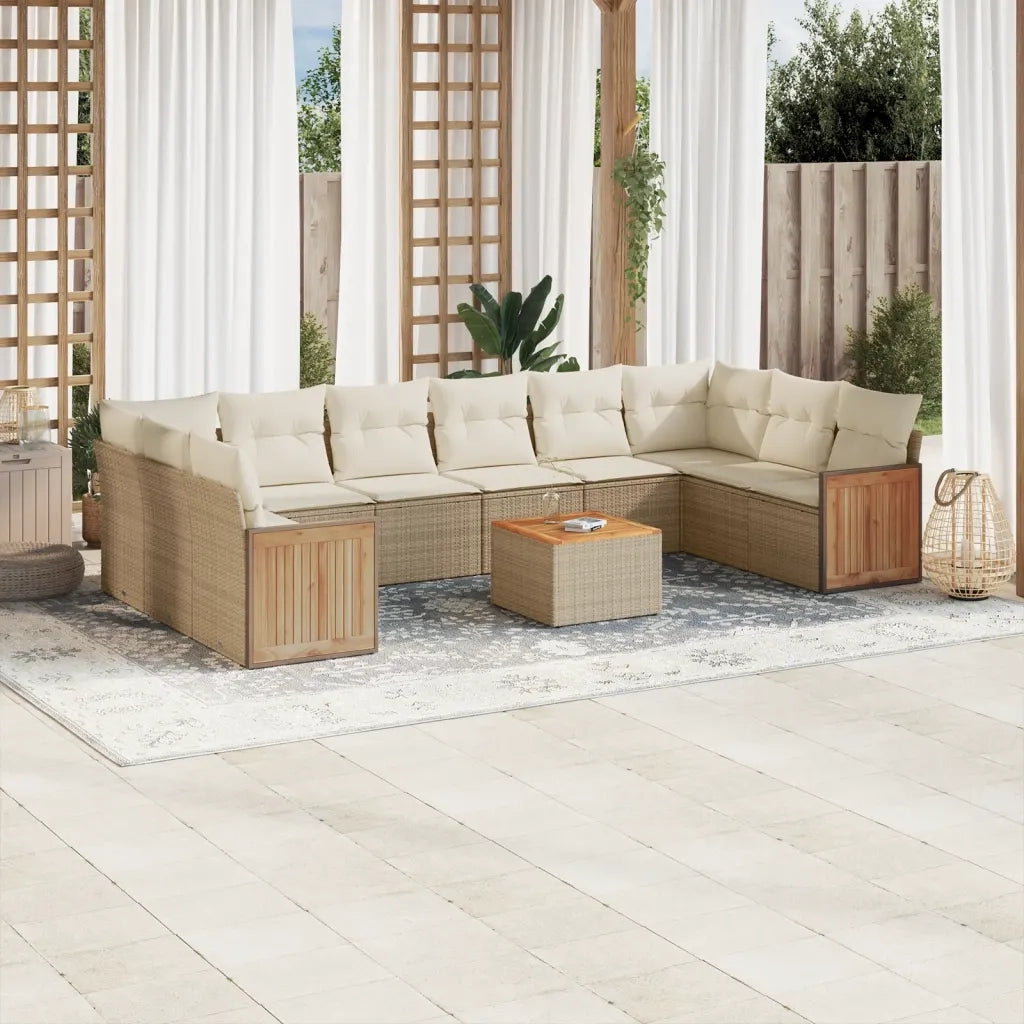 Set Divani da Giardino 11 pz con Cuscini Beige in Polyrattancod mxl 92210