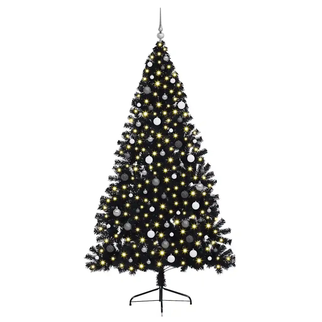 Albero di Natale artificiale con luci integrate Nero 240 cm PVC 3397166