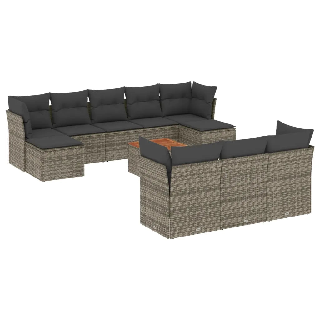 Set Divani da Giardino 11 pz con Cuscini in Polyrattan Grigio 3223883