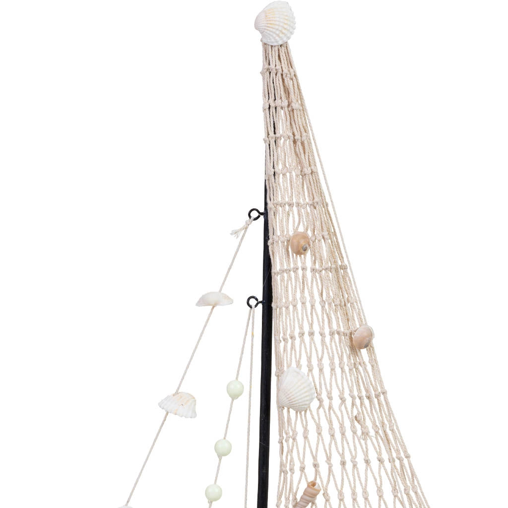 Figura decorativa a forma di barca in legno blu 24x4,5x46h cm
