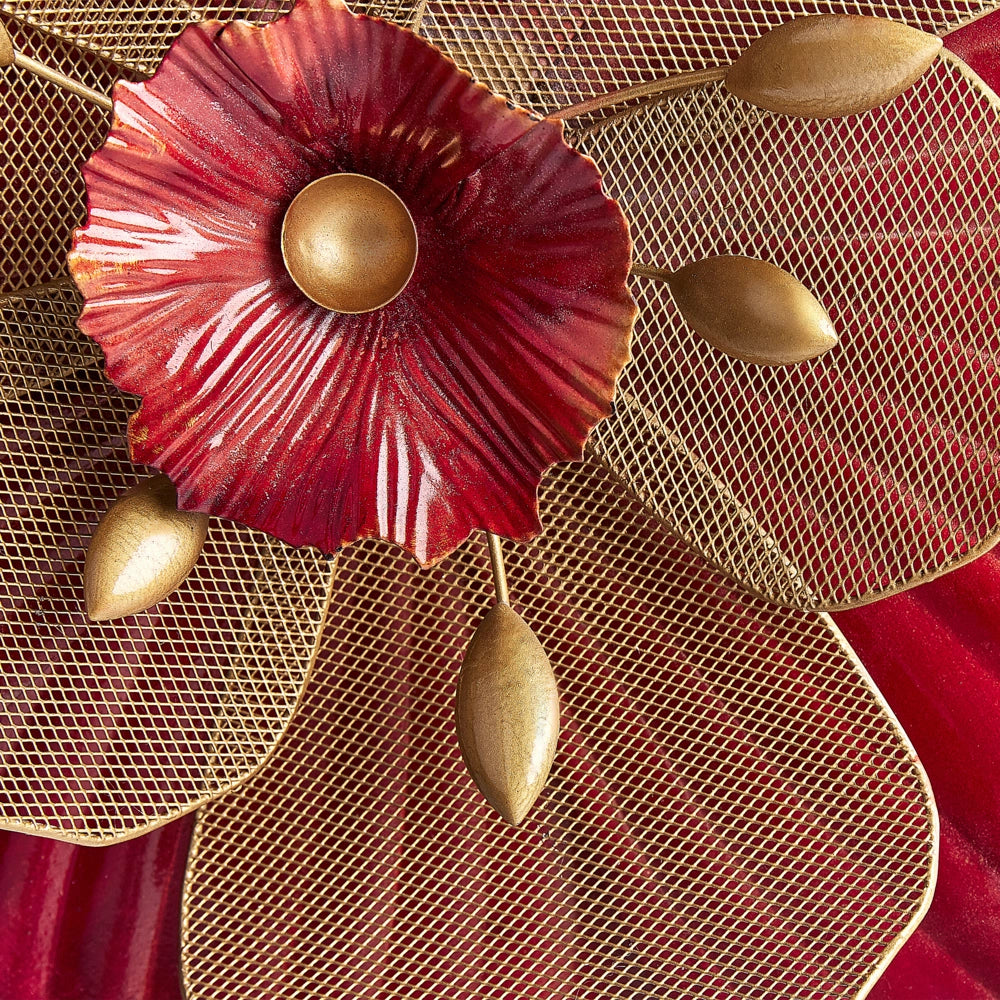 Decorazione da parete in metallo rosso oro 88 x 45 cm geometrico floreale camera da letto zona giorno