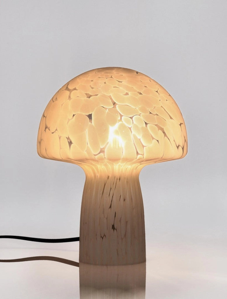 Lampada da Tavolo a Fungo in Vetro Bianco Maculato H25,5 - MEI-XIN