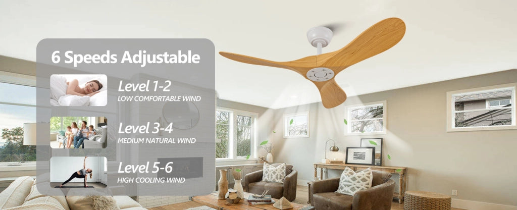 Ventilatore da soffitto 42" con 3 pale ABS, motore DC reversibile e telecomando, senza illuminazione