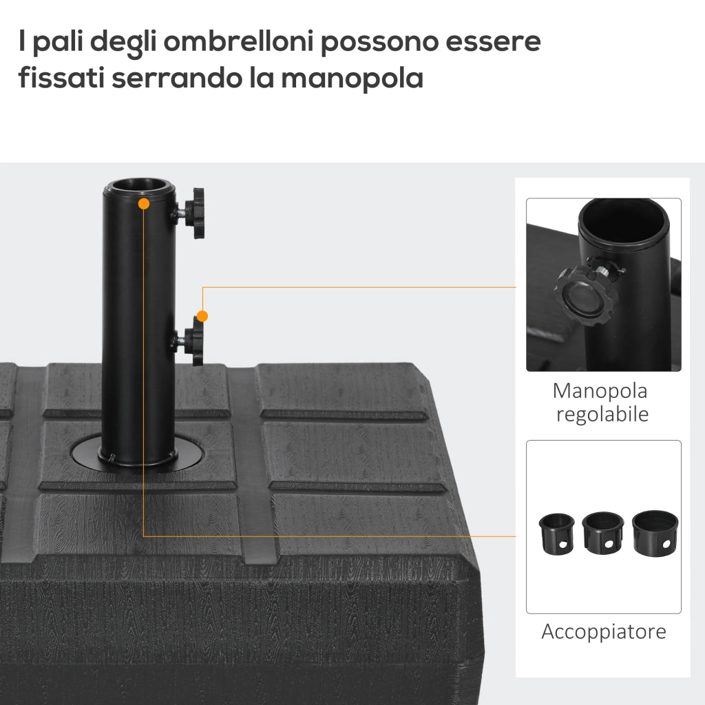 Base Ombrellone Giardino 3.5 m ¨C zephmum ¨C HDPE Acciaio 49x49x36.5 cm Nero