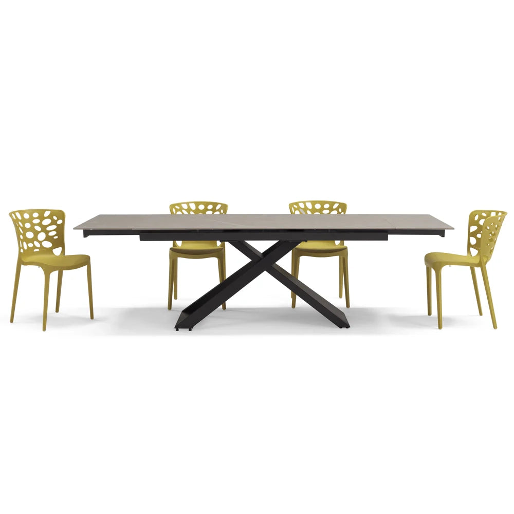 Tavolo allungabile da pranzo Pietra Grigia 180x90 HIDRA fino a 260 CM per sala da pranzo, cucina e soggiorno, design moderno con top in grès ceramico