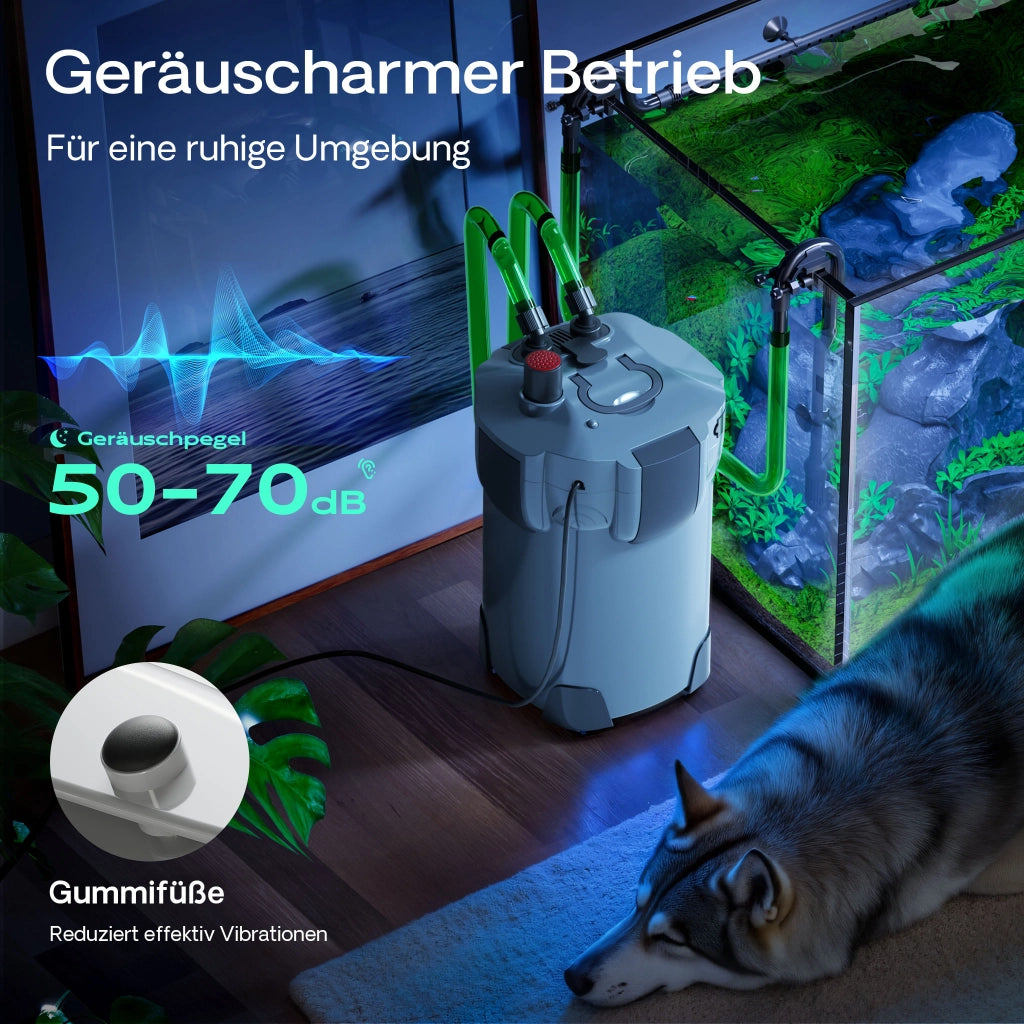 HW-403A Filtro esterno per acquari con pompa 1.400 l/h, filtro a 3 stadi con mezzi e spugne filtranti inclusi